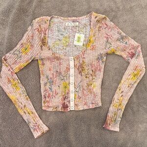 We The Free Floral Button-Down Top - Pink and Yellow